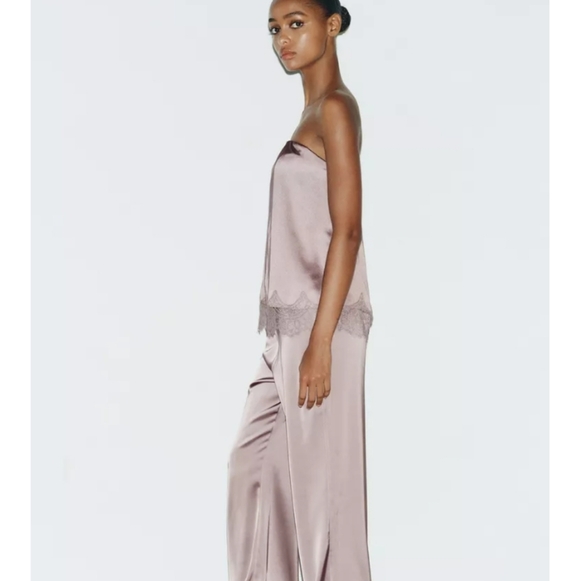 Zara Satin Effect Lace Top - Picture 3 of 6